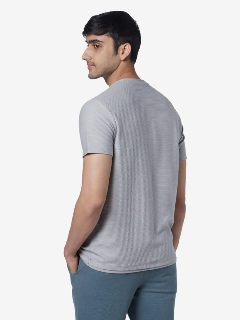 ETA Grey Slim-Fit Textured T-Shirt