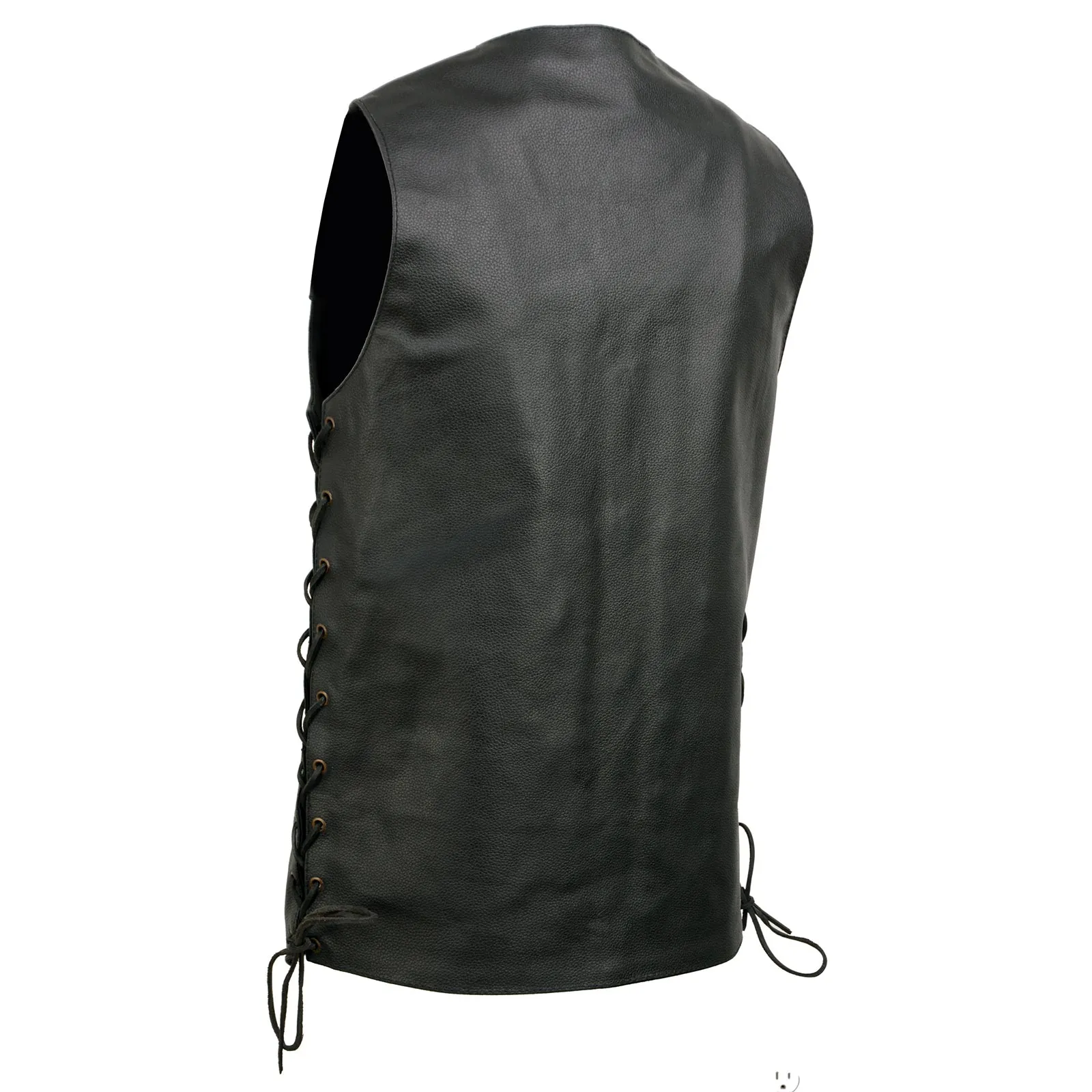 Event Leather EL5391TALL Black Motorcycle Leather Vest for Men Tall Sizes w/ 10 Pockets- Riding Club Adult Motorcycle Vests