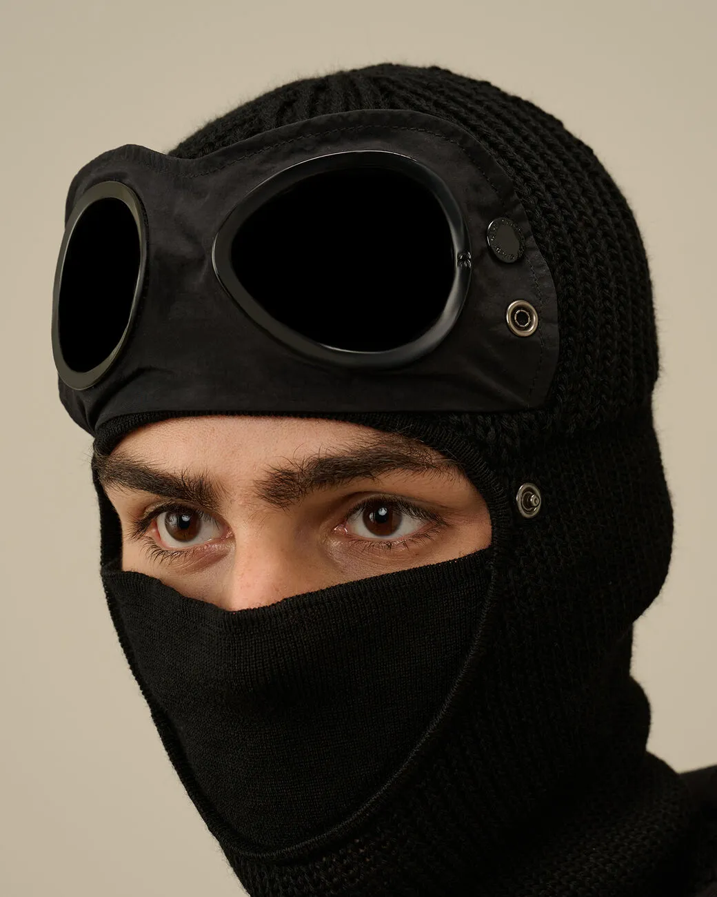 Extra Fine Merino Wool Goggle Balaclava Black