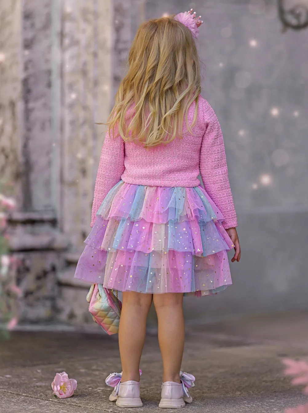 Fairy Flutter Jacket and Rainbow Tutu Skirt Set