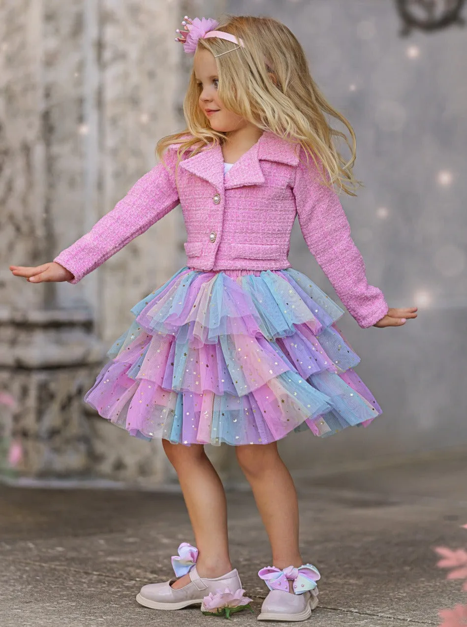 Fairy Flutter Jacket and Rainbow Tutu Skirt Set