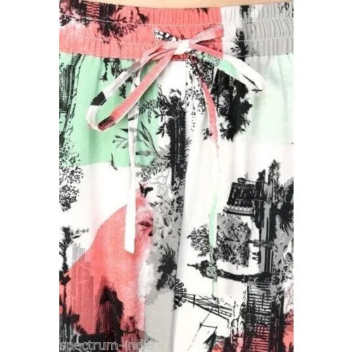 Floral Pants - White/Multi Color