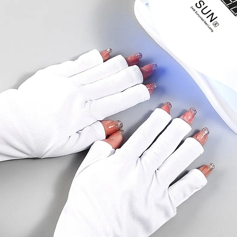 Flytonn Anti UV Gloves Gel Professional Protection Gloves For Manicures, Protect Hands Nail Art Stretchy Fingerless Glove For Home