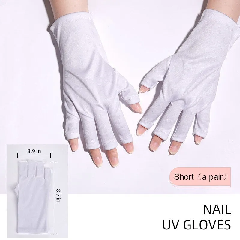 Flytonn Anti UV Gloves Gel Professional Protection Gloves For Manicures, Protect Hands Nail Art Stretchy Fingerless Glove For Home