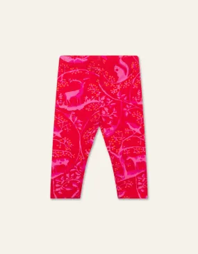 Forest Life Pink Red Leggings