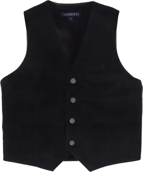 Formal Velvet 4 Button Vest Suit Toddler's Kids Boys -Black