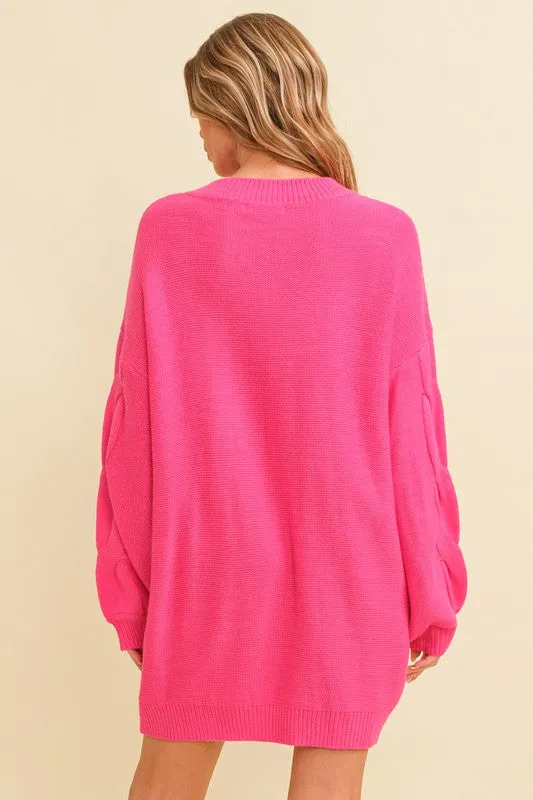 Fuchsia Oversize Knit Sweater