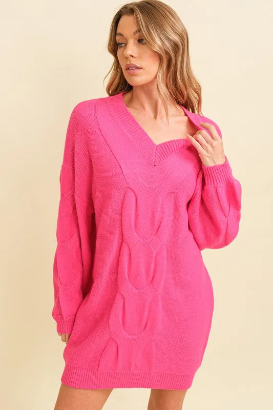 Fuchsia Oversize Knit Sweater