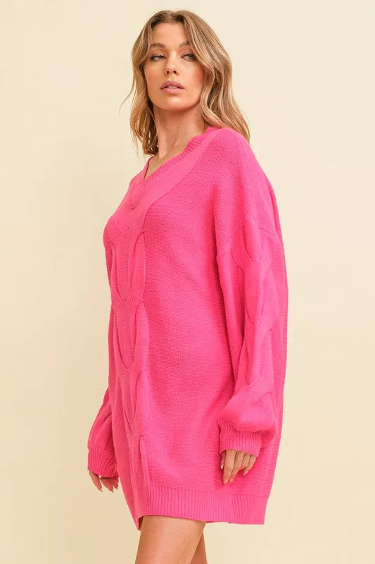 Fuchsia Oversize Knit Sweater