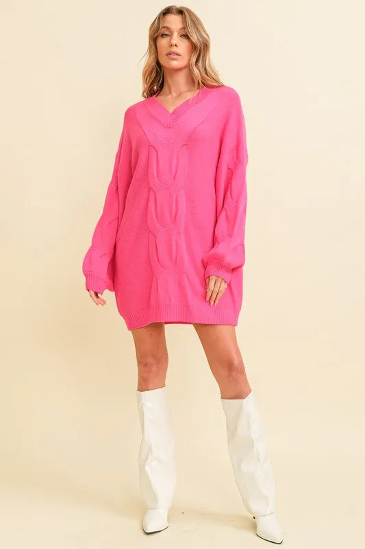 Fuchsia Oversize Knit Sweater