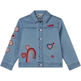 Girls Denim Heart Patchs Jacket