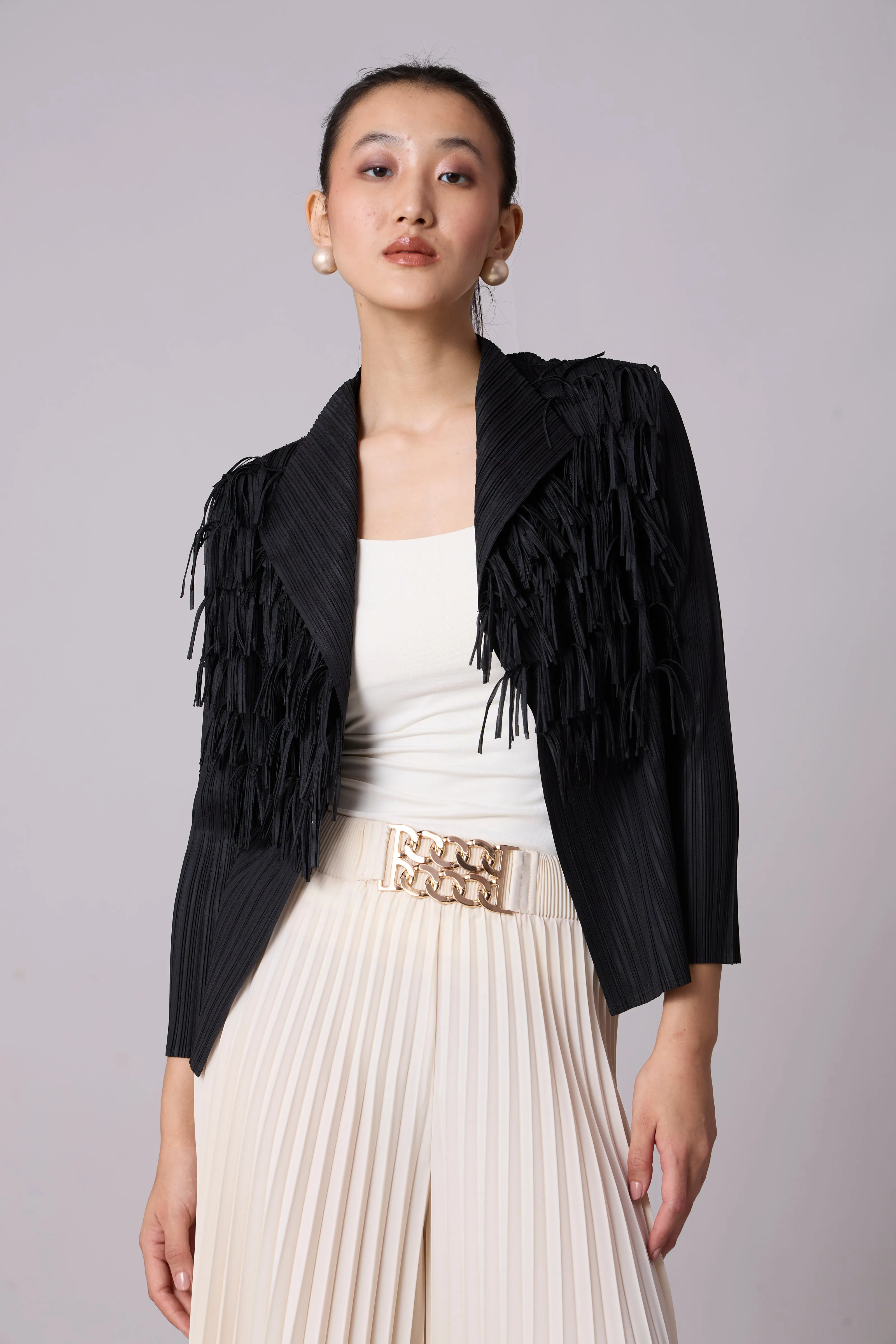 Gisa Fringed Jacket - Black