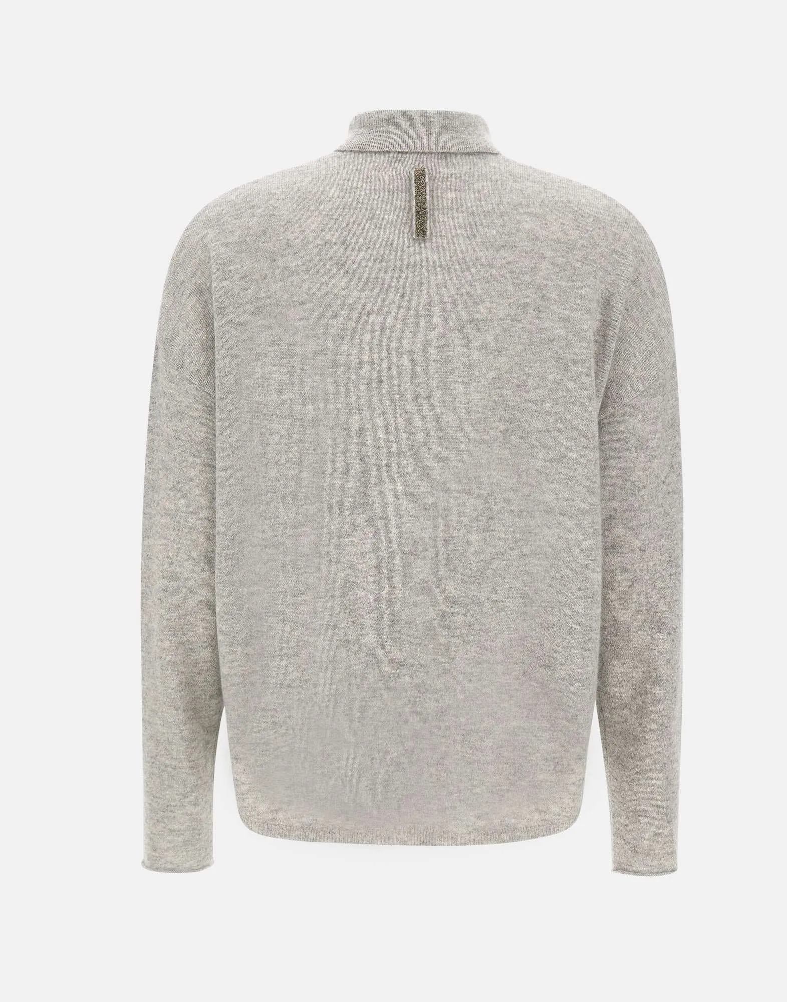 Grey Cashmere Polo Cardigan Sweater