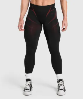 Gymshark Apex Lift Seamless Leggings - Black/Reps Red