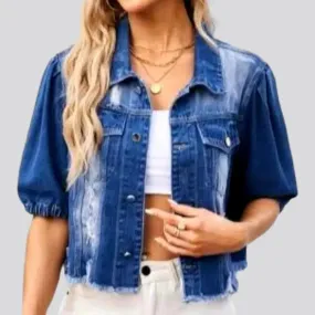 Half-rubber-sleeves women's denim jacket