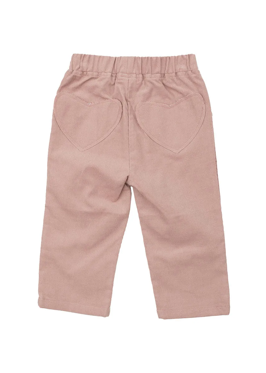 Heart Pocket Cord Pant - Misty Rose