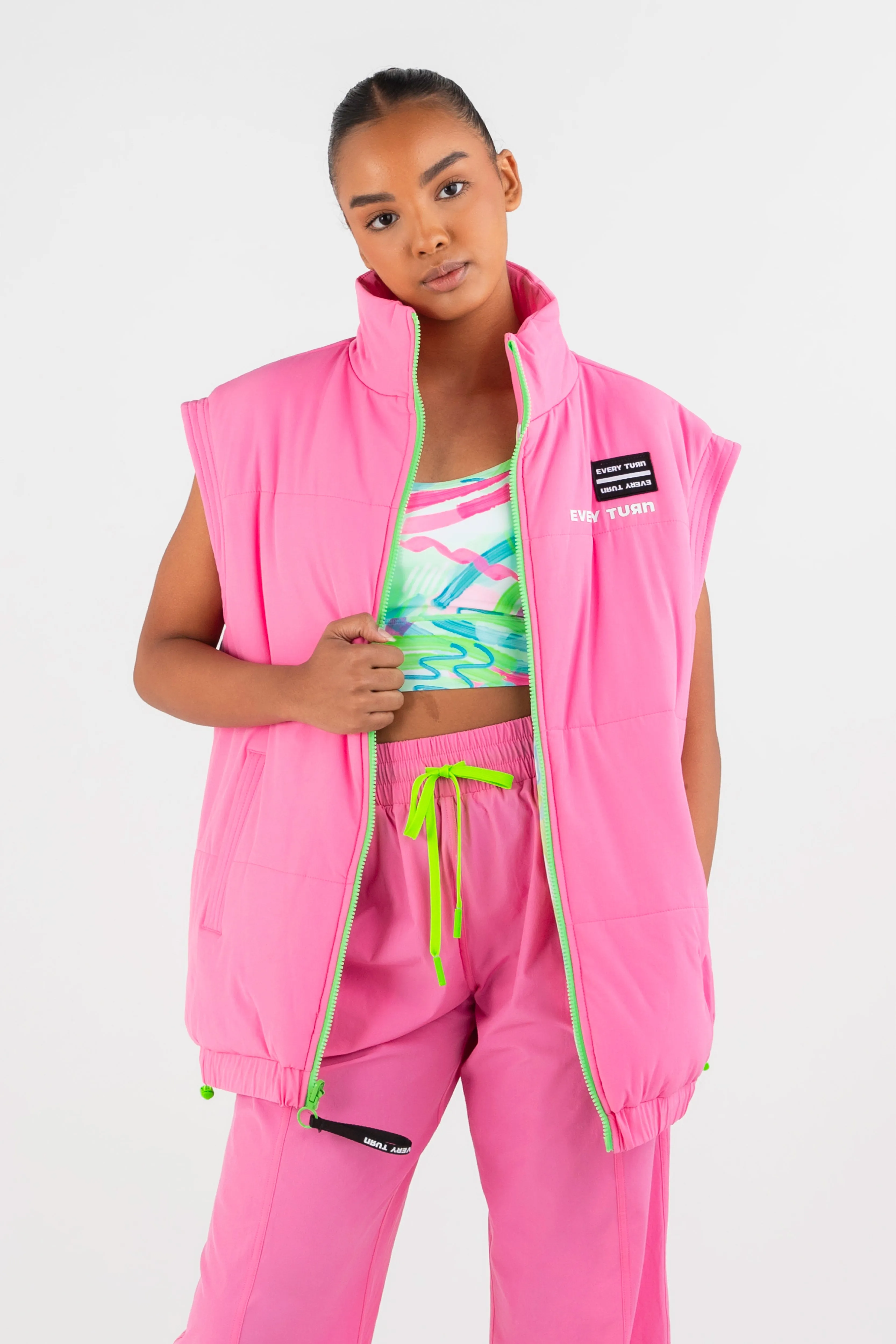 Highlighter Sleeveless Puffer Jacket