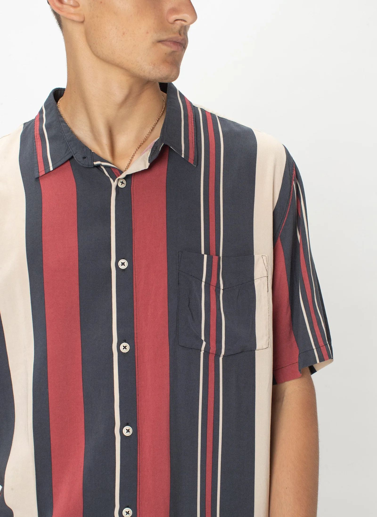 Holiday Short-Sleeve Shirt Red Vert Stripe