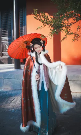 Hua Niao 花鸟 Flower & Phoenix Ming Dynasty Winter Brocade Doupeng Cloak