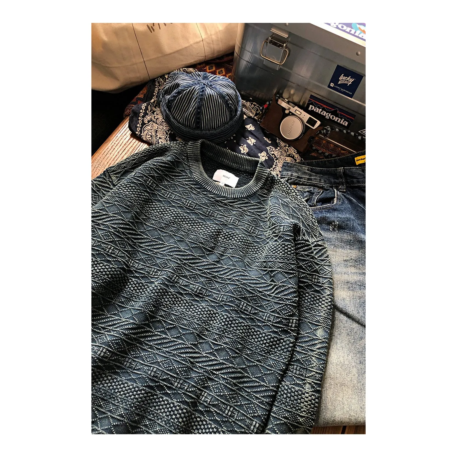 Indigo Round Neck Pullover  Knitted Sweater