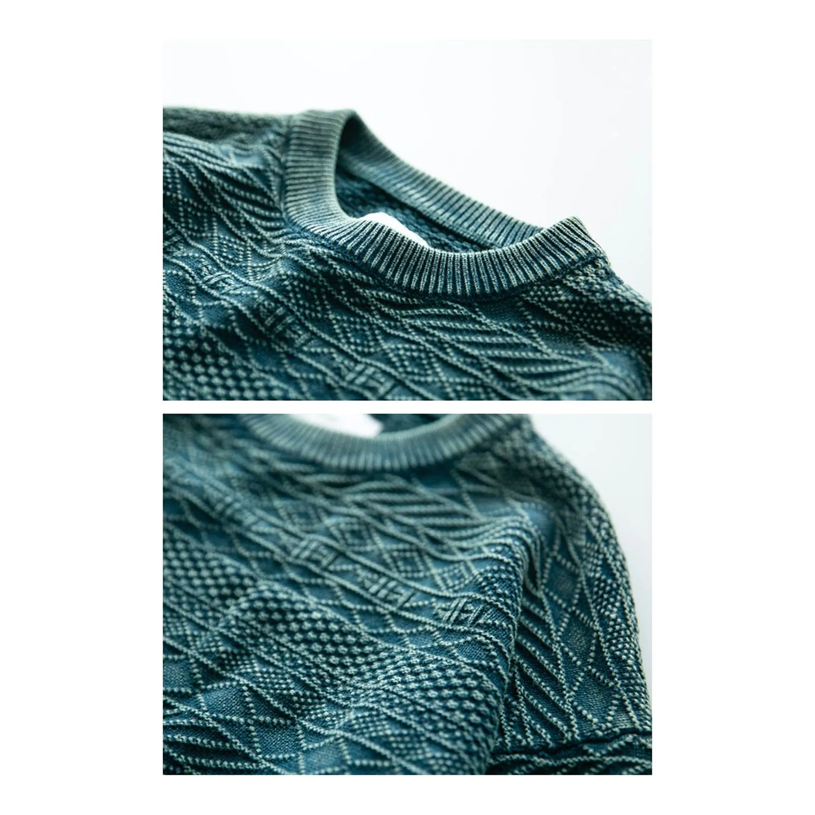 Indigo Round Neck Pullover  Knitted Sweater