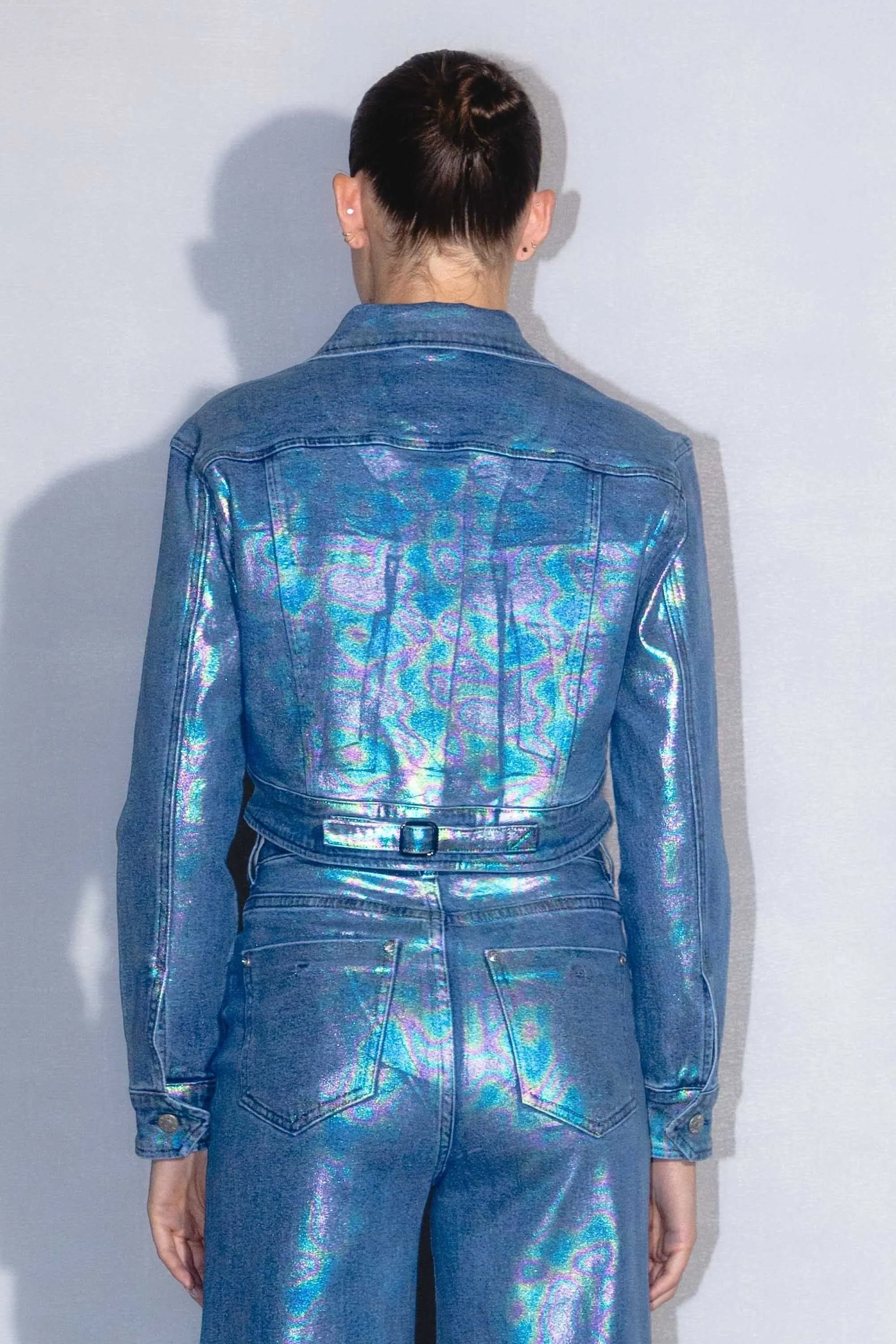 Iridescent Foil Trucker Jacket