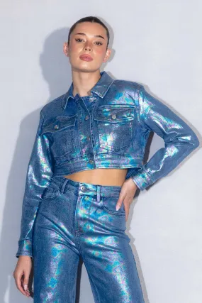 Iridescent Foil Trucker Jacket