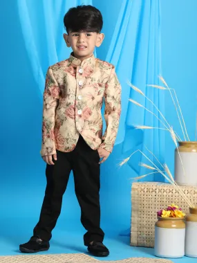 Jashvi Boy's Beige Printed Jodhpuri