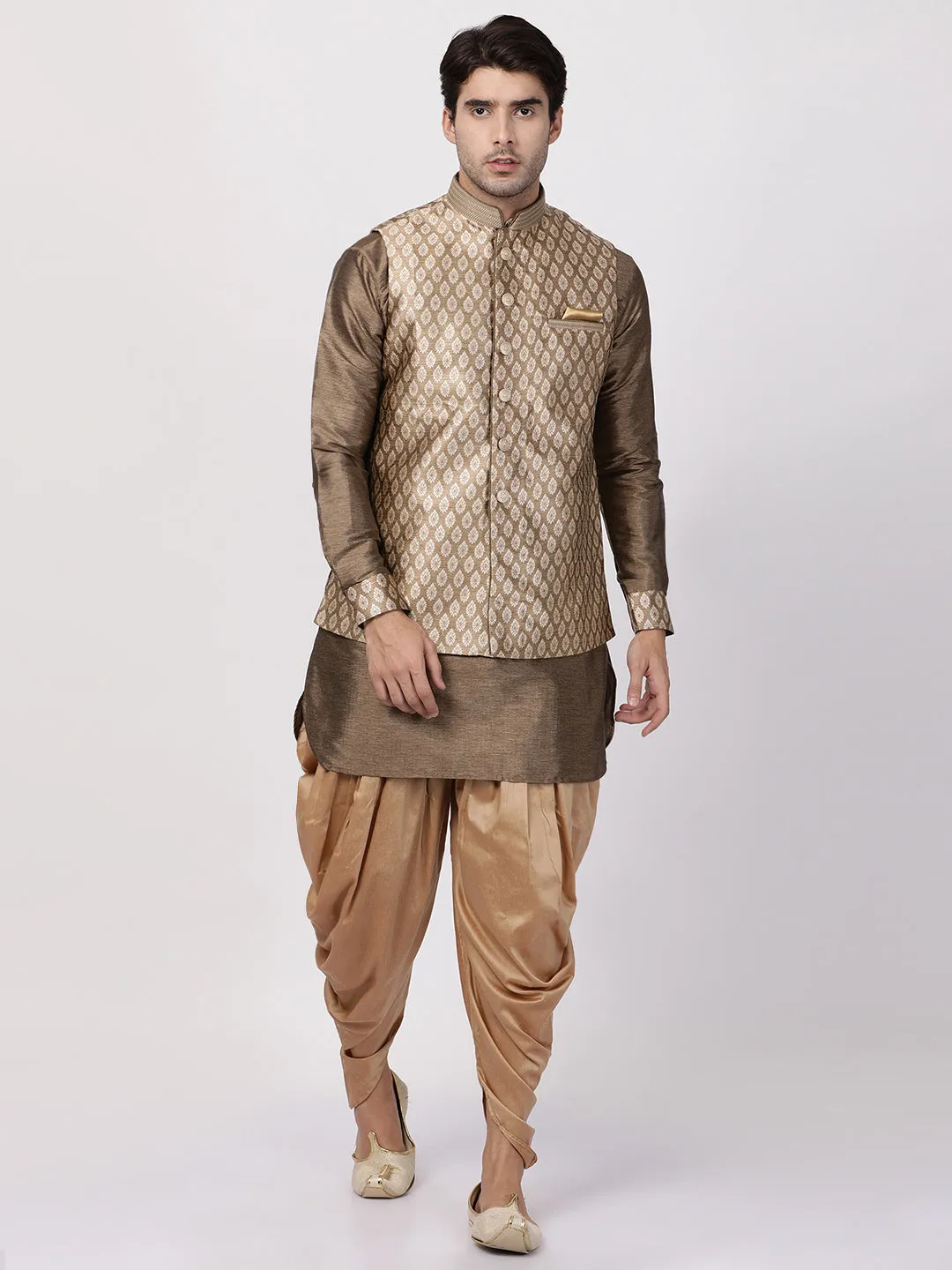 Jashvi Men's Gold Nehru Jacket