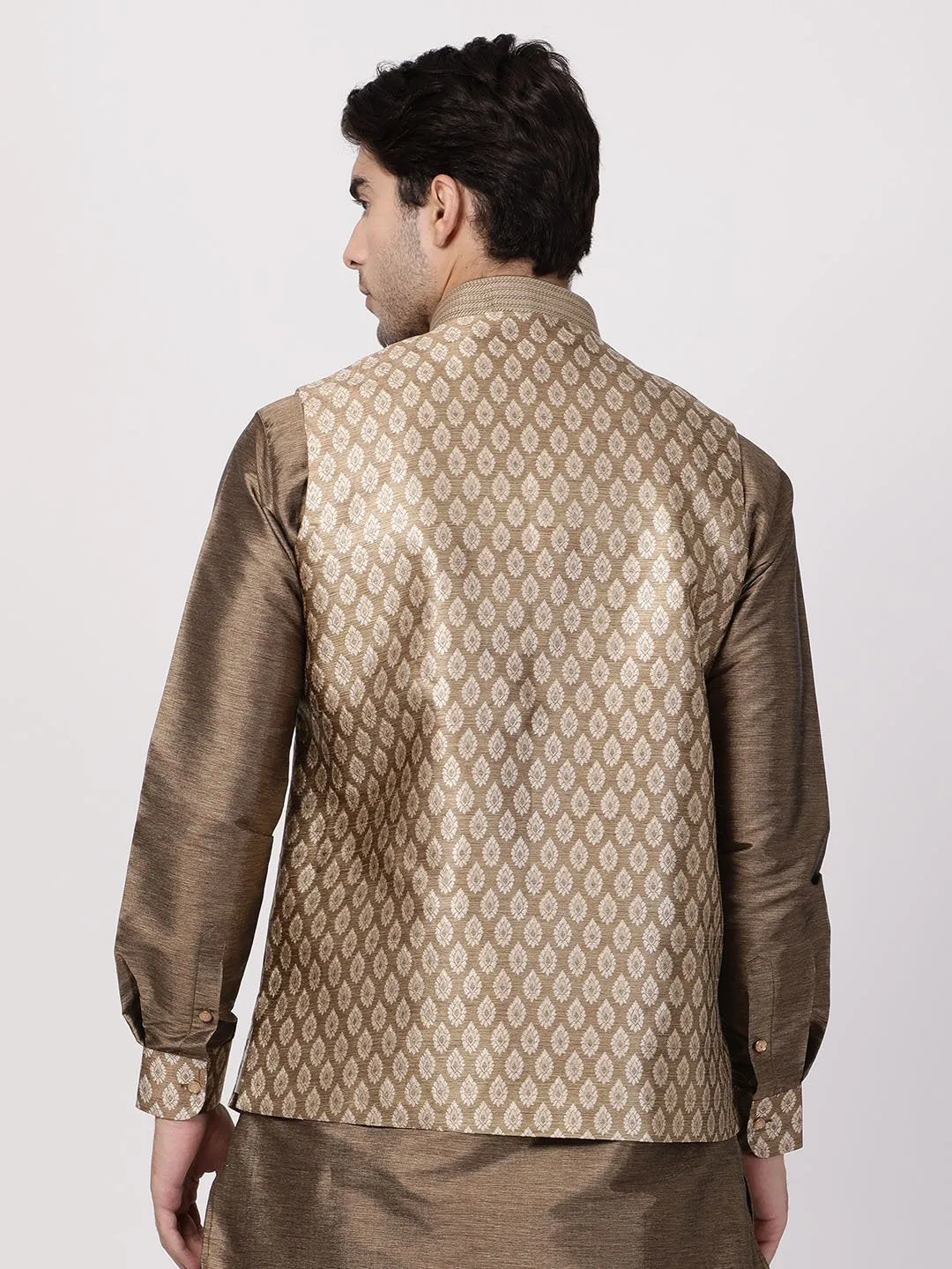 Jashvi Men's Gold Nehru Jacket