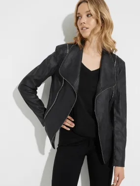 Joseph Ribkoff T Black Leather Effect Biker Jacket 223913 11