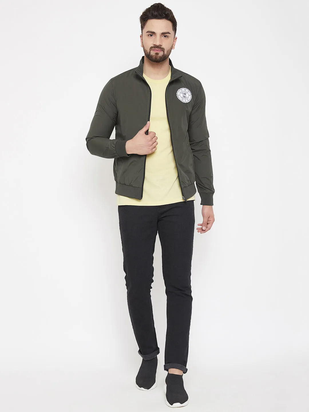 JUMP USA Men Olive Solid Bomber Jacket