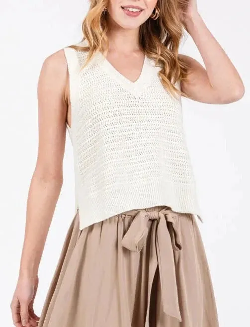 Kailani Side Slit Knited Sweater Tank Top (Assorted Colors)