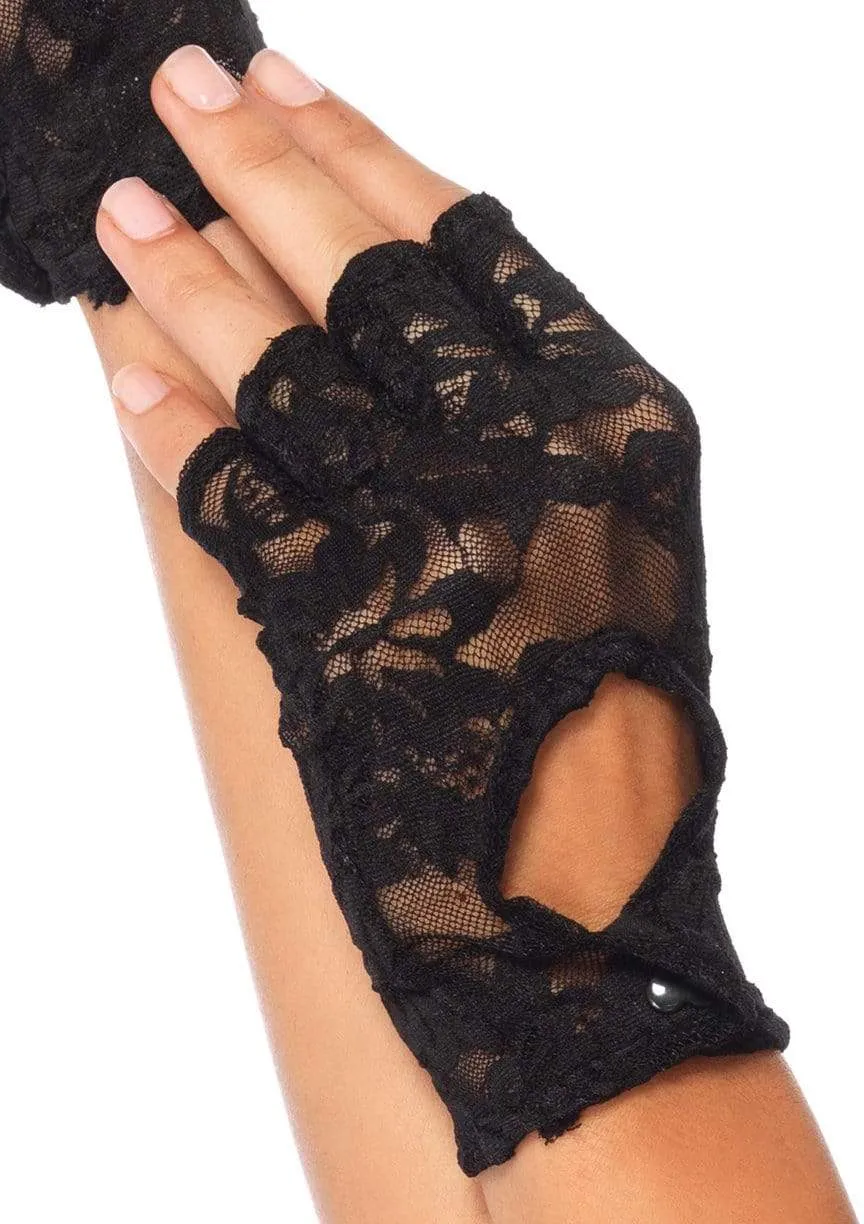 Lace Keyhole Fingerless Gloves