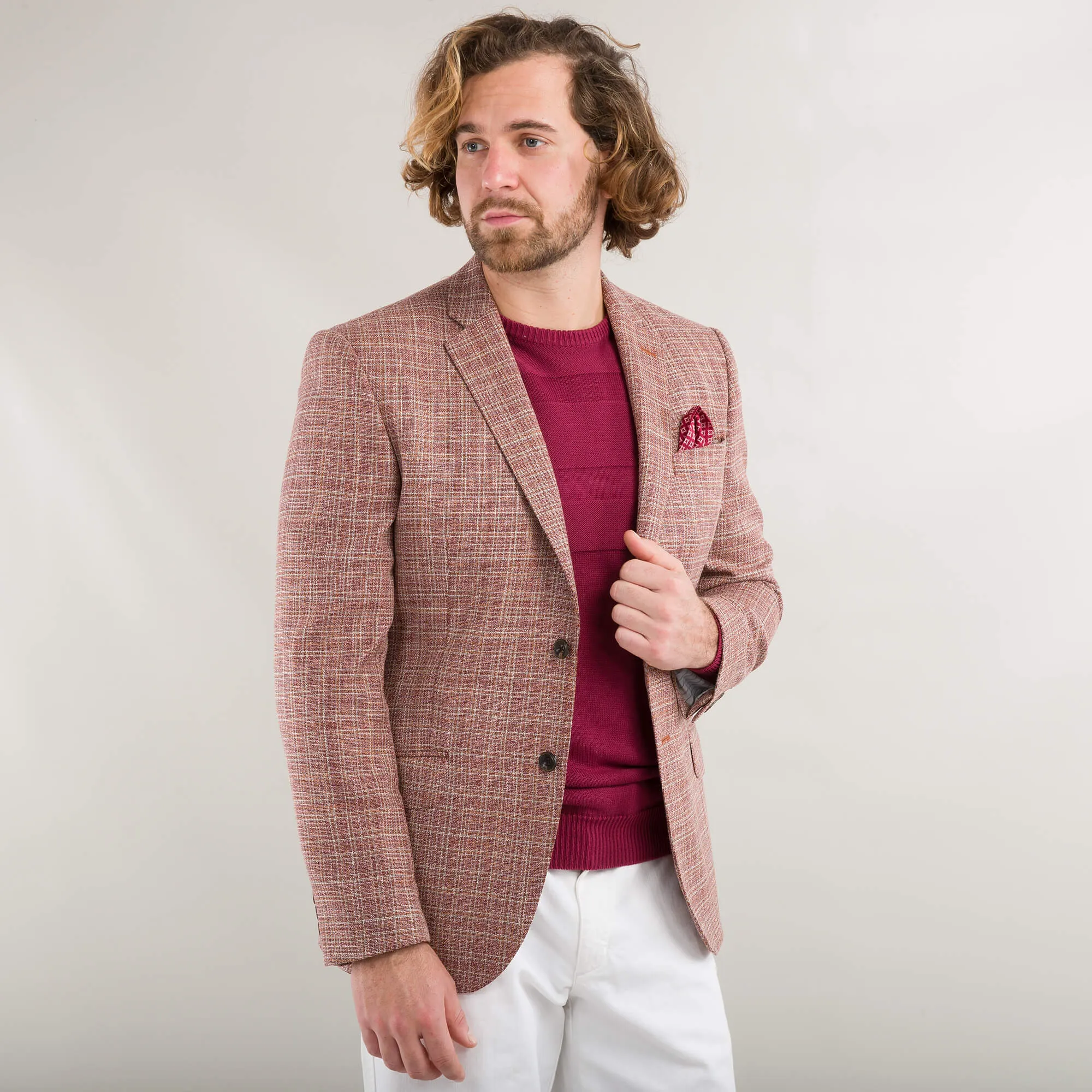 Lanificio F.lli Cerruti Orange Wool And Silk Basketweave Jacket