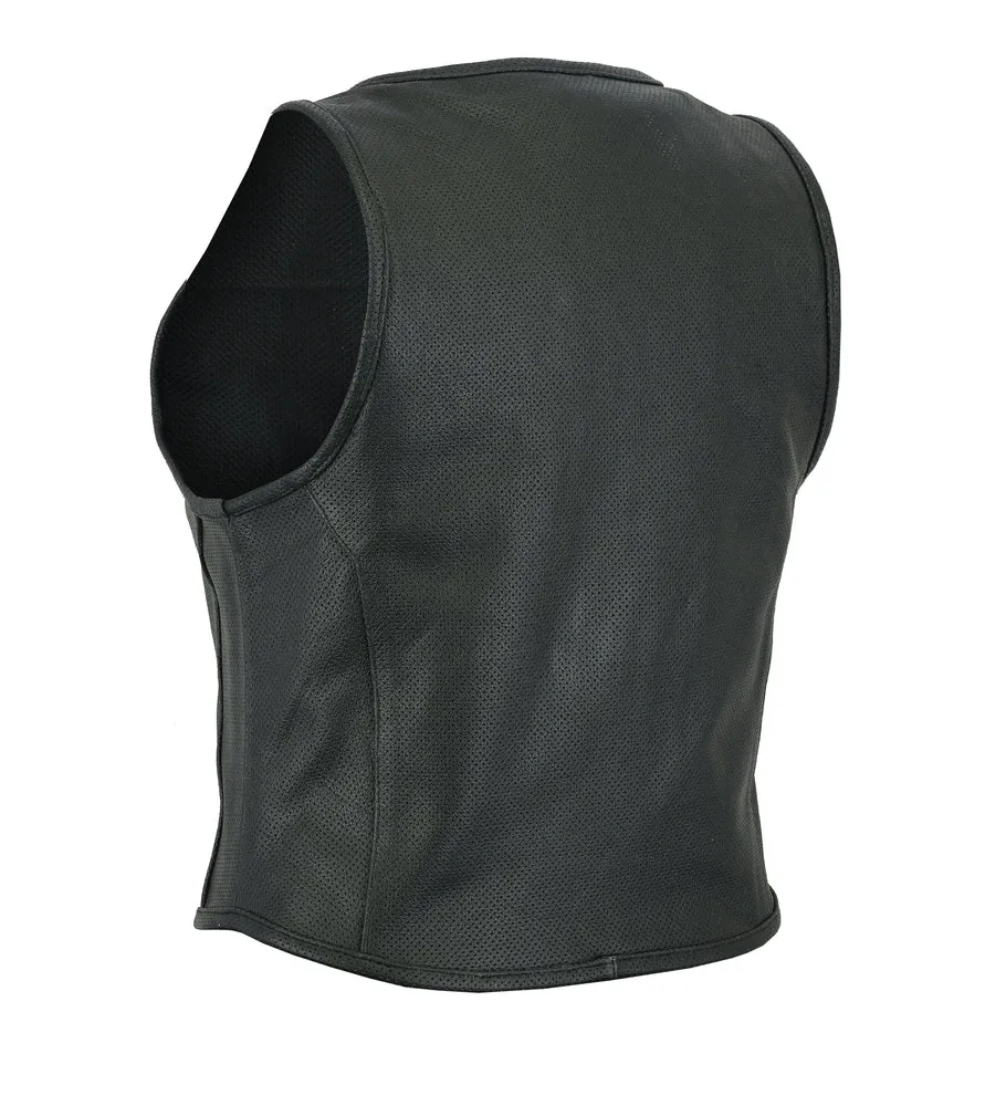 Leather Updated Perforated SWAT Team Style Ladies Motorcycle Vest