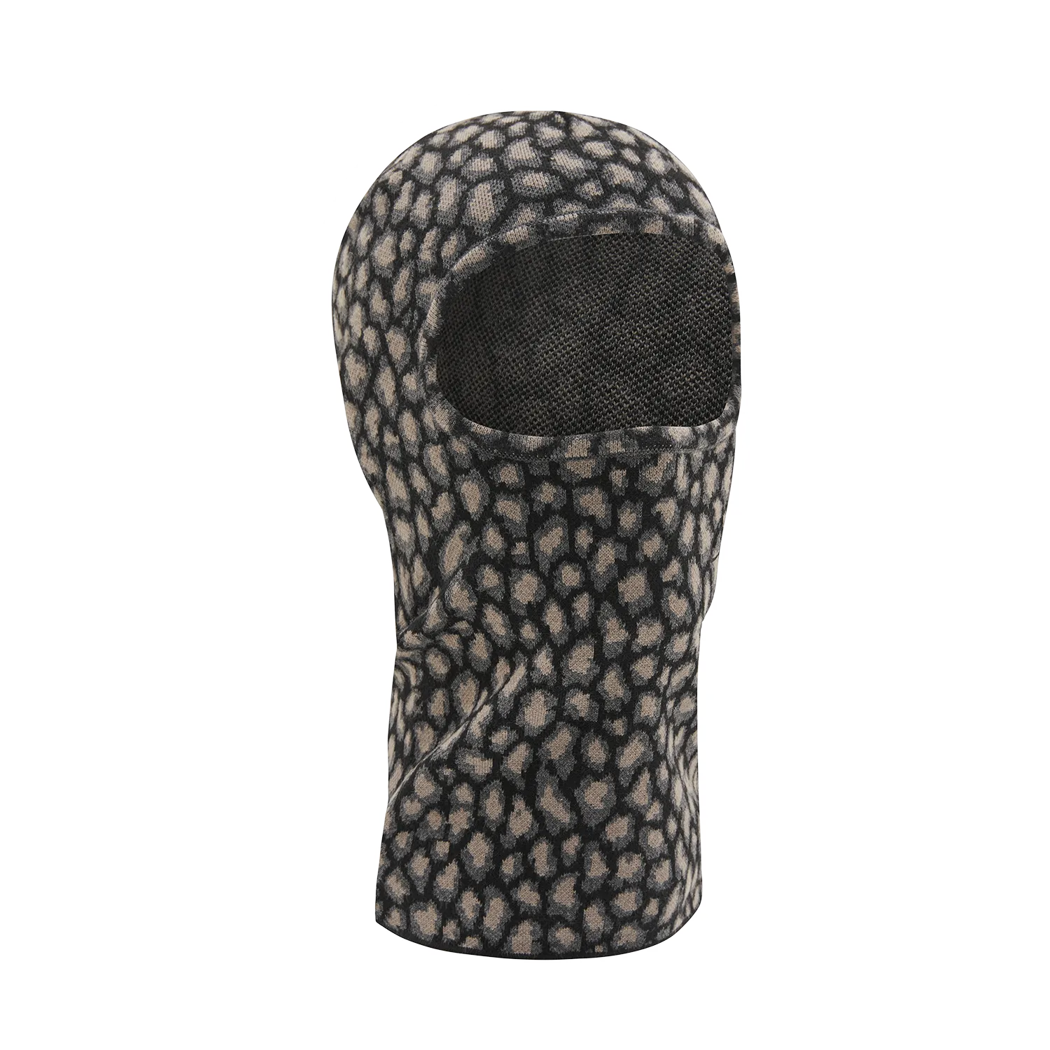 LEOPARD JACQUARD KNIT BALACLAVA [BLACK]