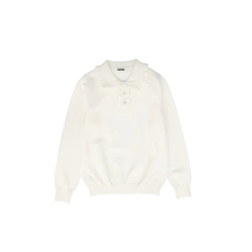 Lilou Ivory Ruffled Polo Sweater