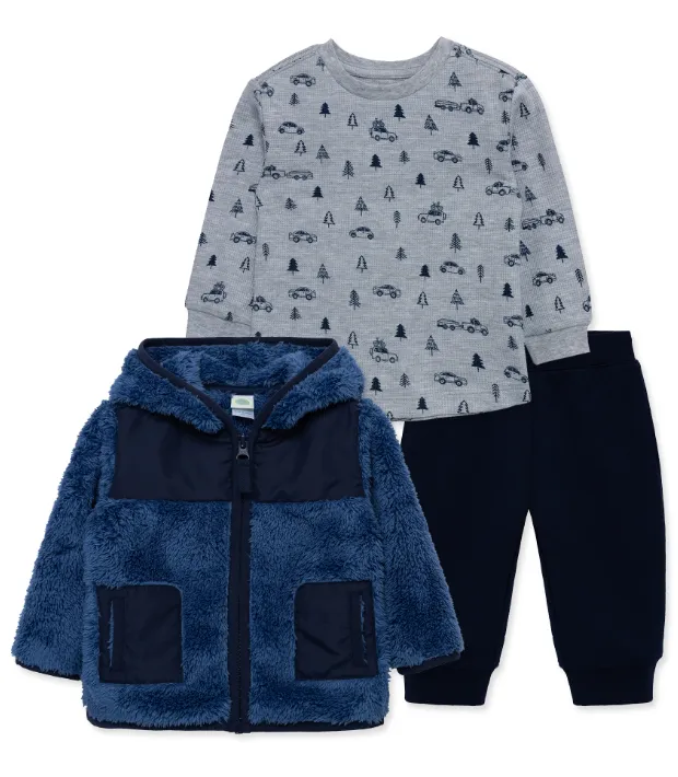 Little Me - Blue 3 Pc. Sherpa Set