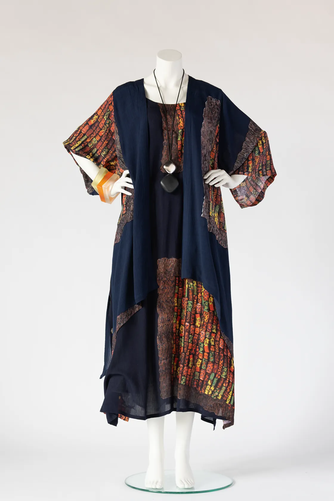 Long Kimono Jacket in Millefiori Crinkle