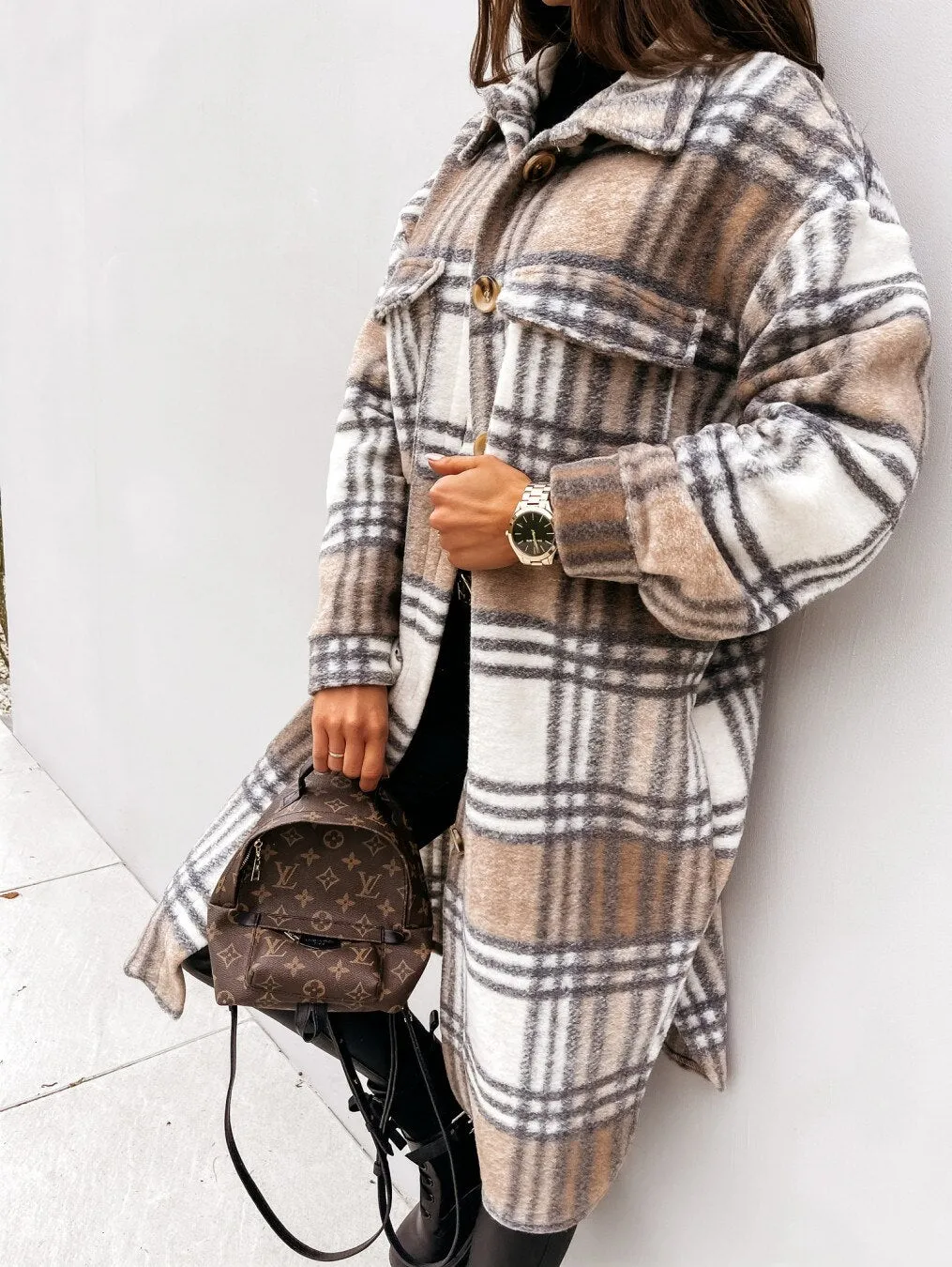 Long Plaid Coat For Women