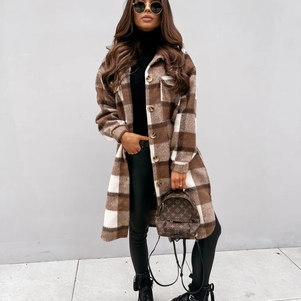 Long Plaid Coat For Women