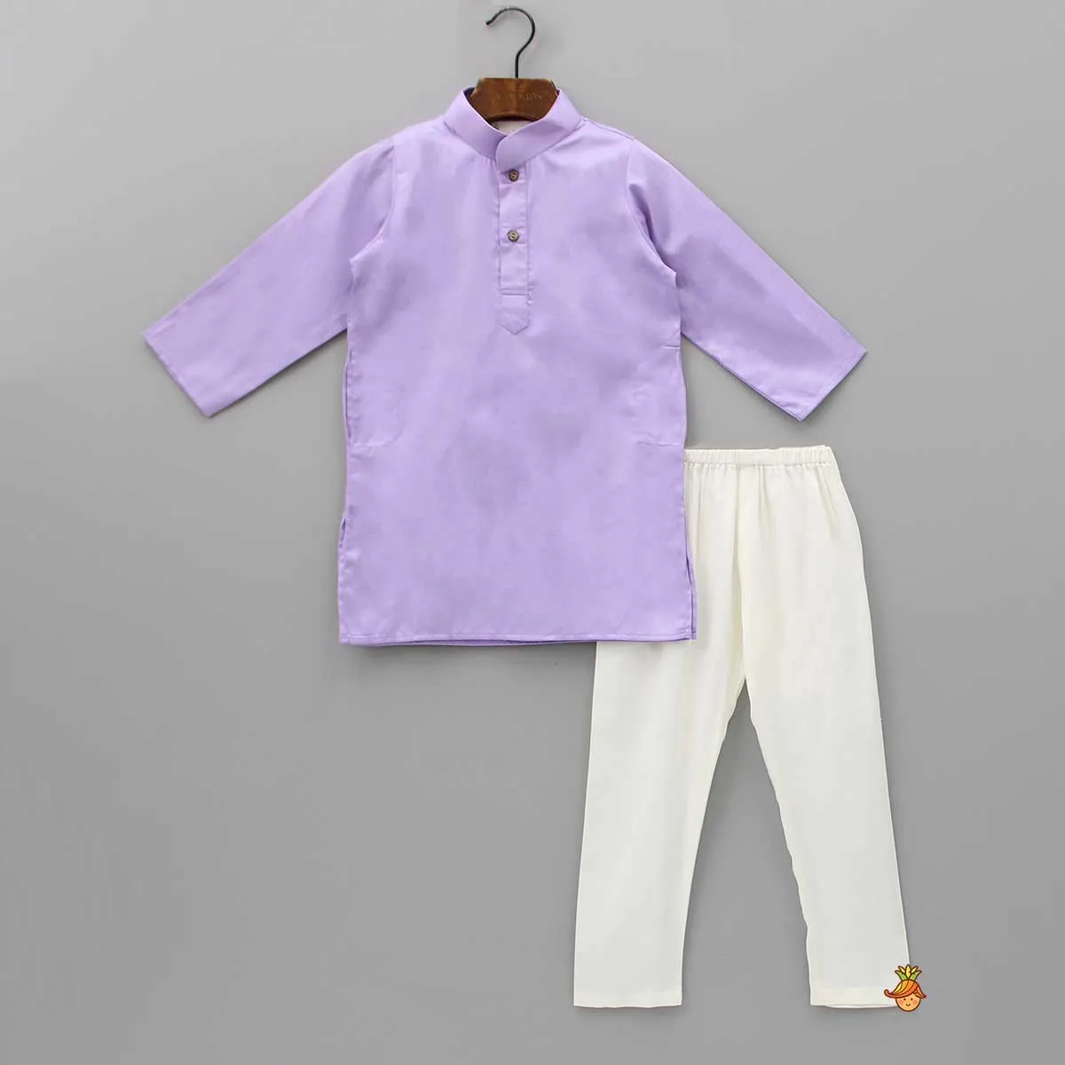 Lovely Lilac Kurta With Floral Embroidered Jacket And Pyjama