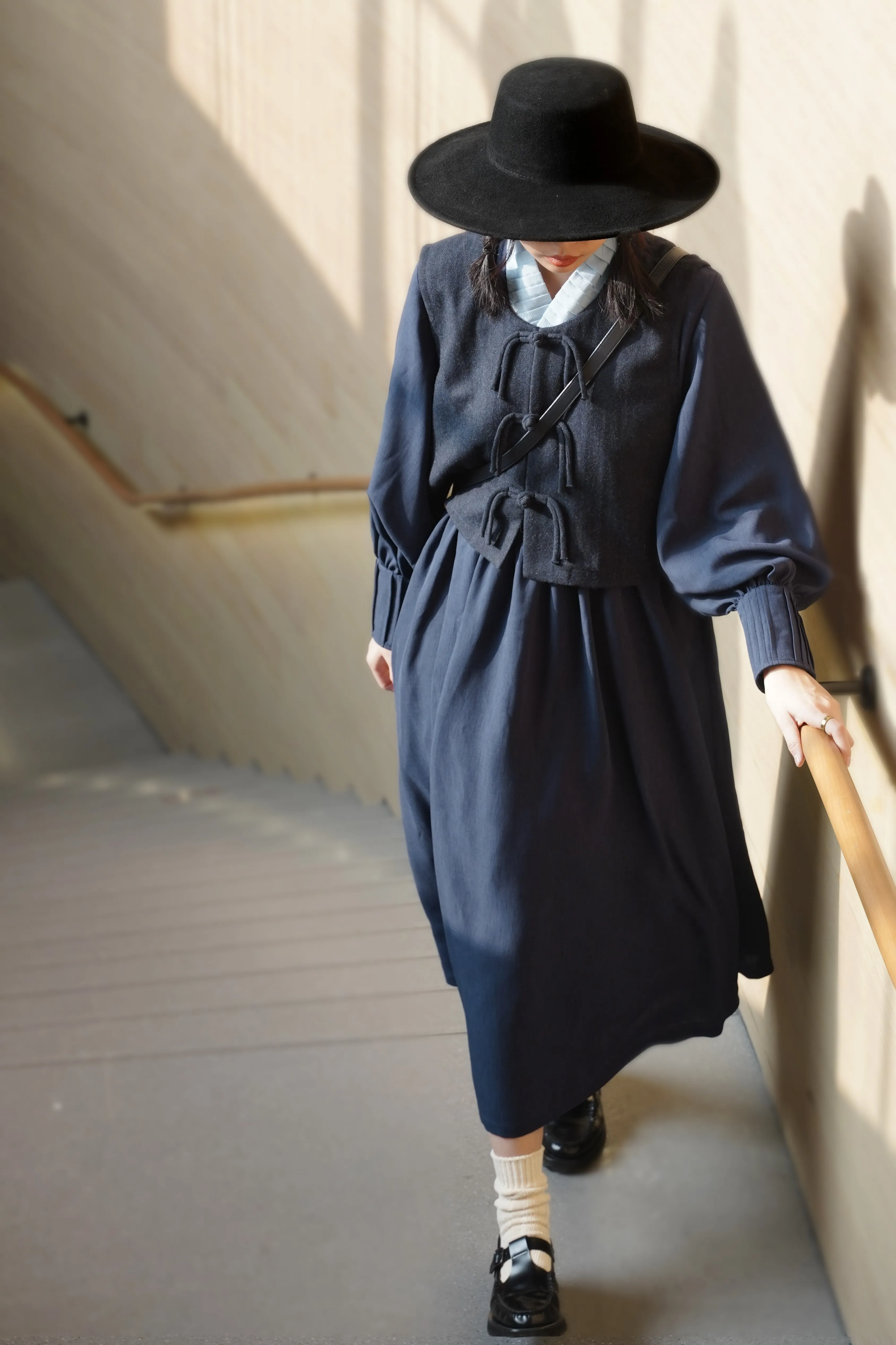 Luzhou 鹭洲 Modernized Ming Qing Wool Vest Majia Cross Collared Tieli Dress Daily Set