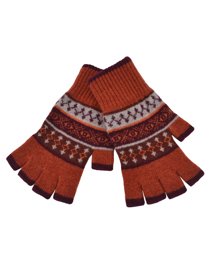 Marischal Fair isle fingerless gloves - Orange