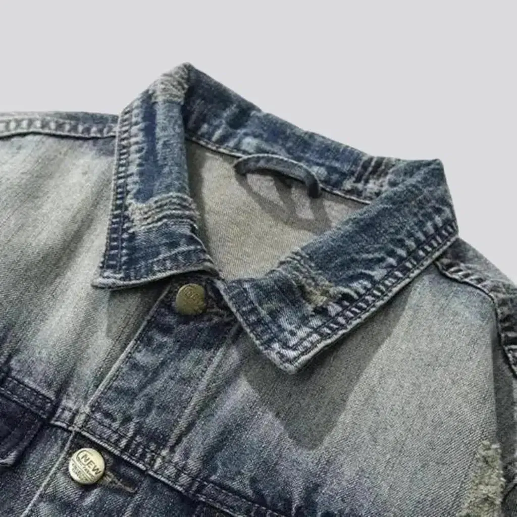 Medium-wash fashion jeans jacket