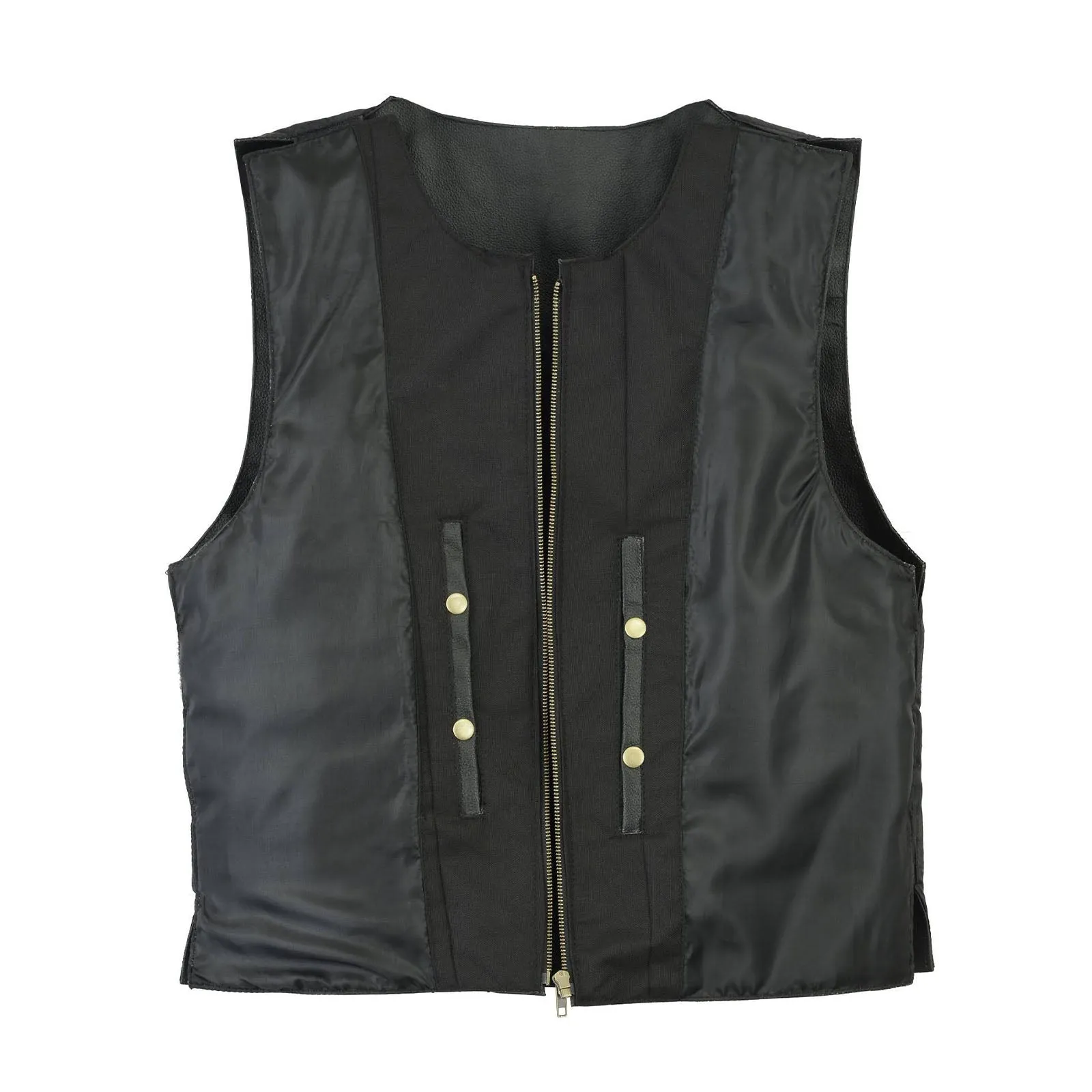 Men's Black Bulletproof Style Biker Leather Vest