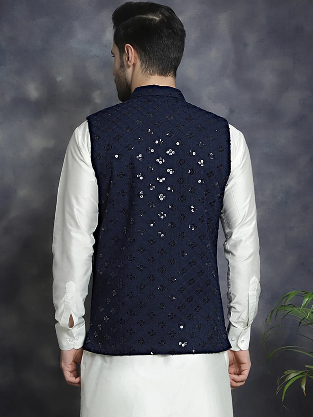 Men'S Embroidered And Sequins Nehru Jacket