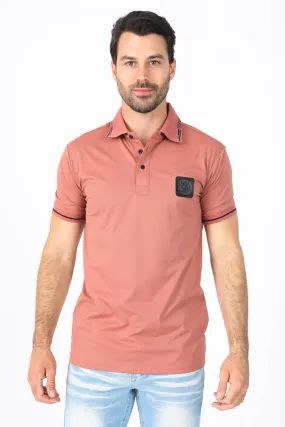 Mens Modern Fit Stretch Cotton Salmon Polo