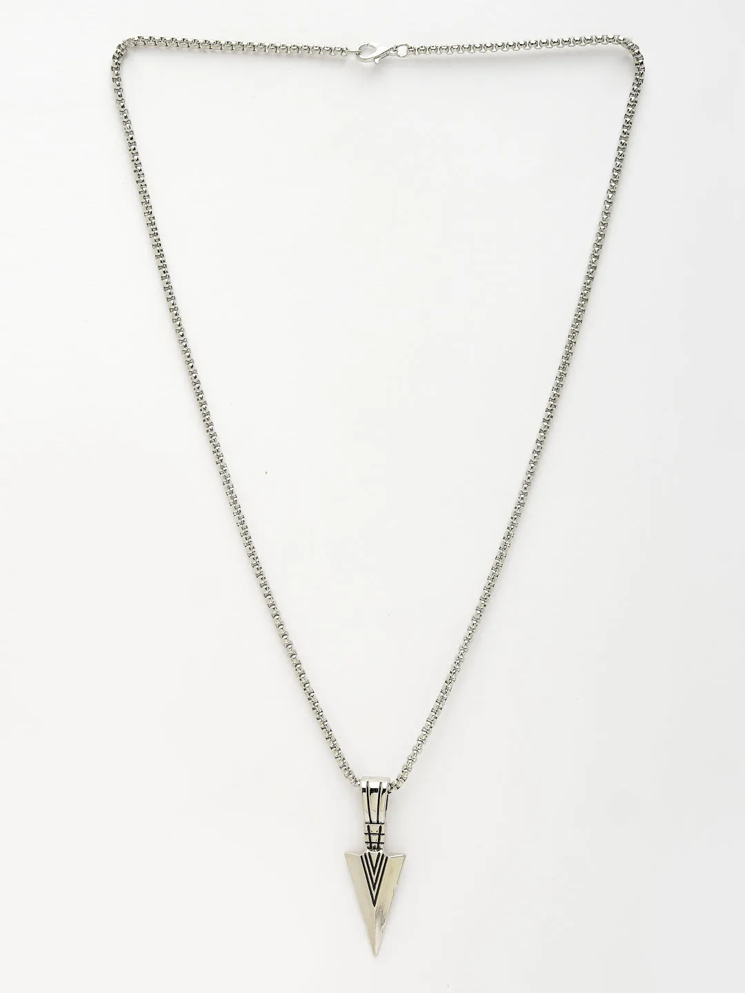 Men's Silver-Plated Arrow-Shaped Pendant With Chain - NVR